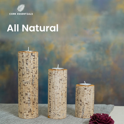 Cork Essentials natural white Linea candle holders