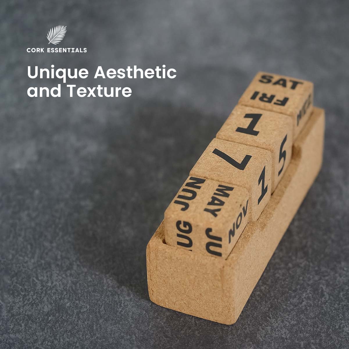 Cork Essentials unique texture small desk calendar