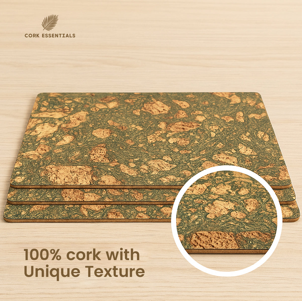 100% cork olive textured placemat by Cork Essentials