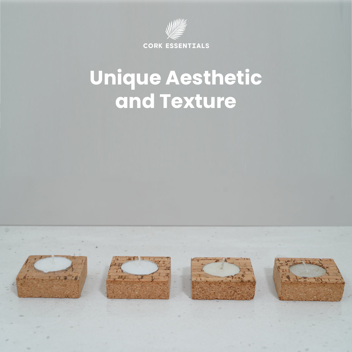 Cork Essentials unique texture square candle holder