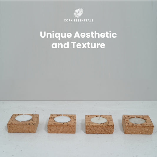 Cork Essentials unique texture square candle holder