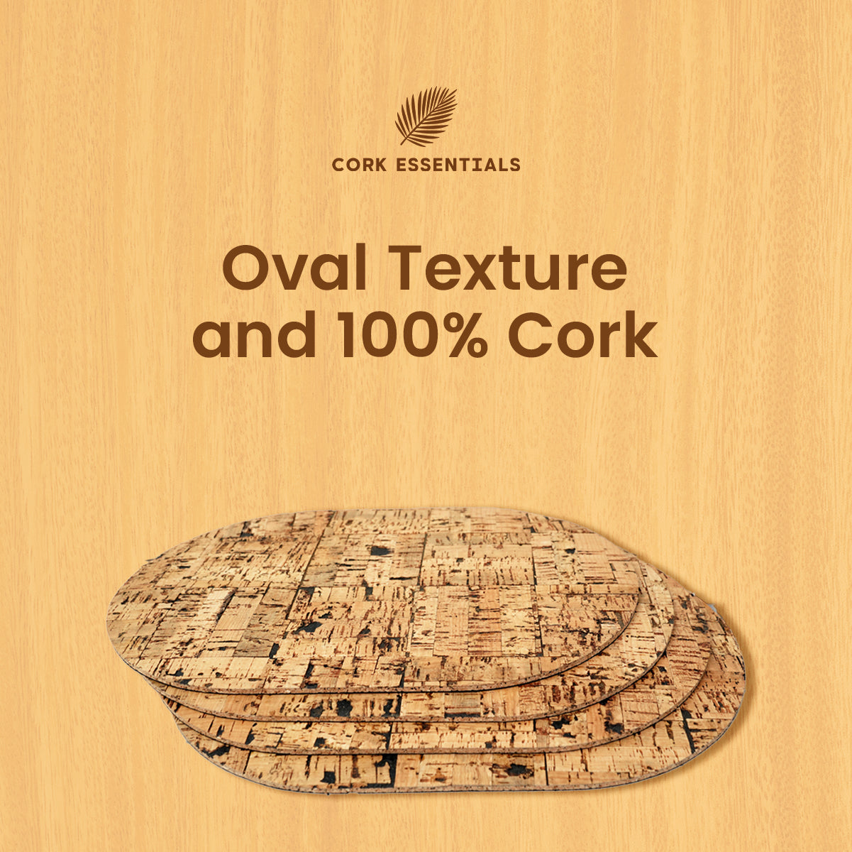 Stacked oval texture 100% cork placemat set