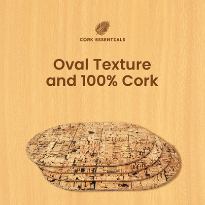 Stacked oval texture 100% cork placemat set