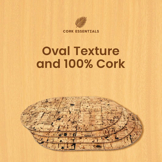 Stacked oval texture 100% cork placemat set