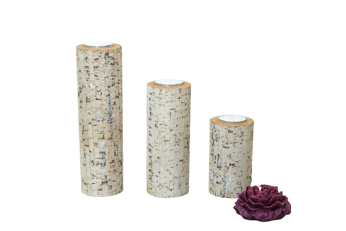 Cork Essentials white Linea tealight set of 3