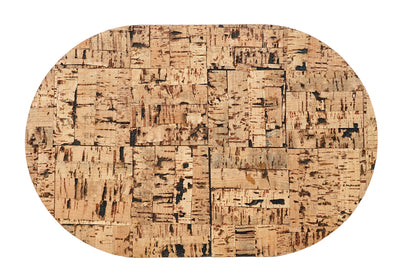 Wood textured oval cork placemat isolated on white