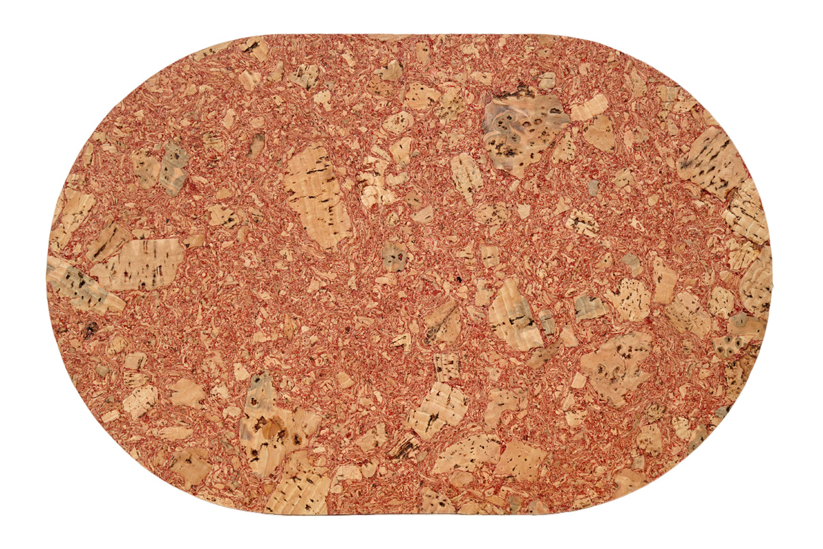 Red asiago oval placemat on white background