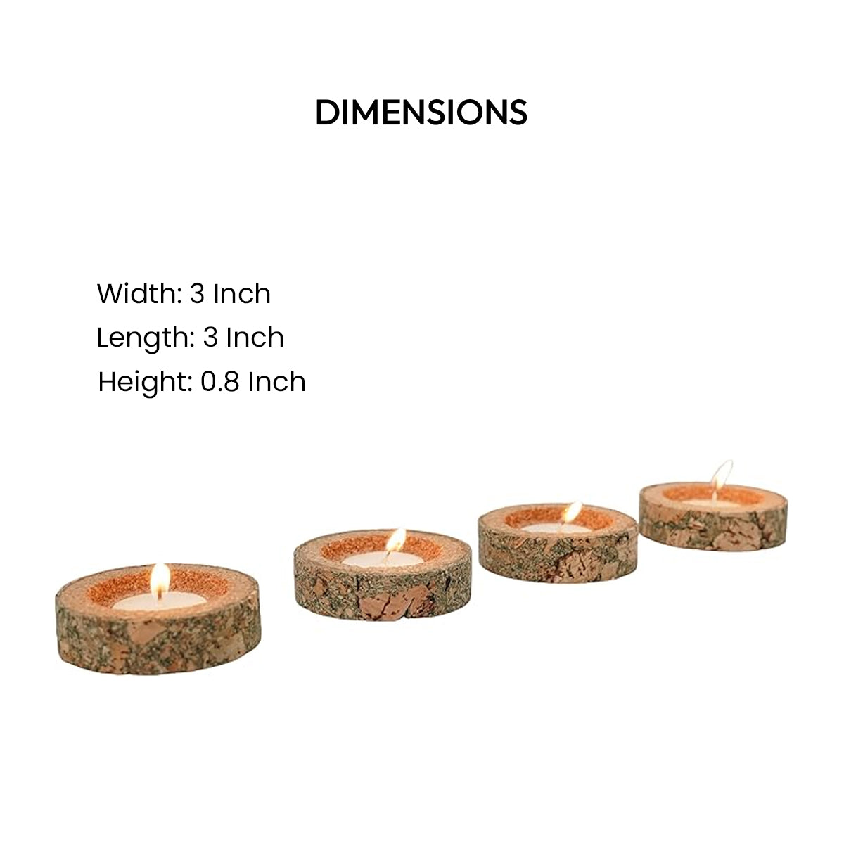 Dimensions of round cork tea light holders