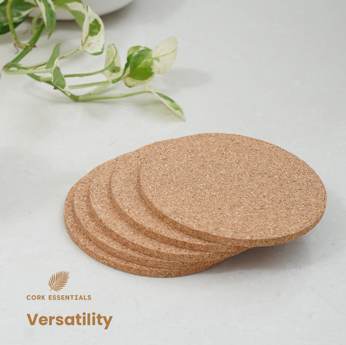 Cork Essentials versatile fine grain round coaster set