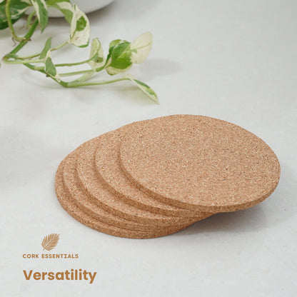 Cork Essentials versatile fine grain round coaster set