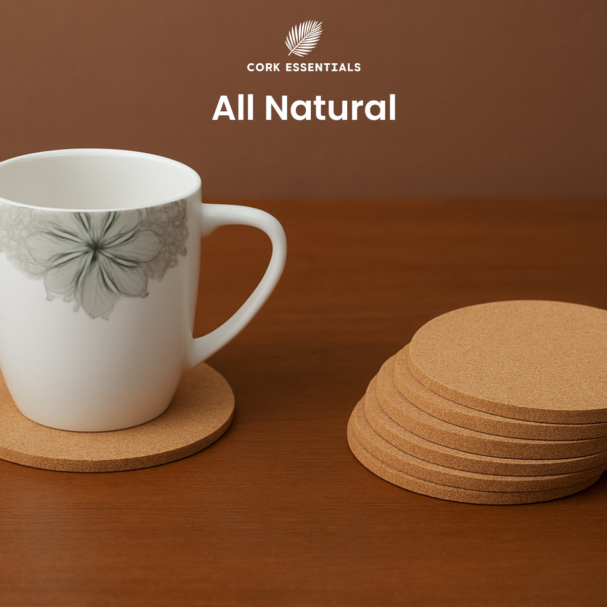 Cork Essentials all natural round cork coasters