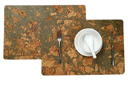 Two olive textured cork placemats by Cork Essentials