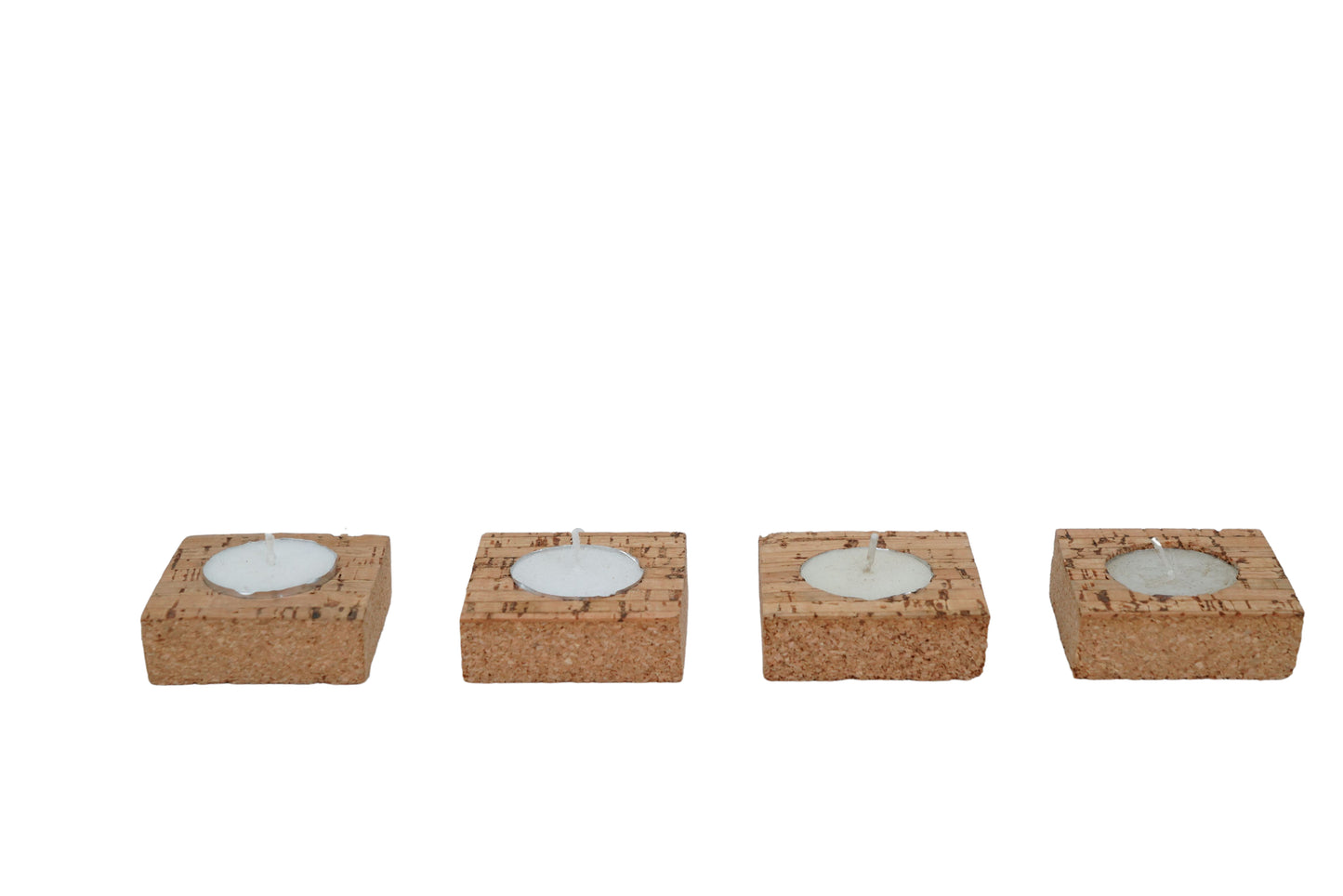 Cork Essentials square candle holder on white background