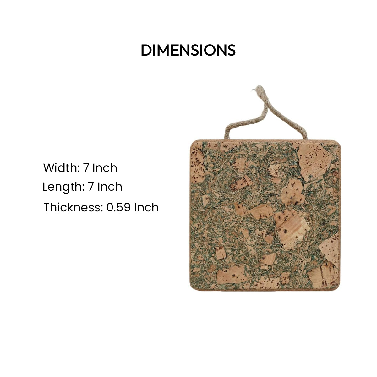 Dimensions of square cork trivet by Cork Essentials