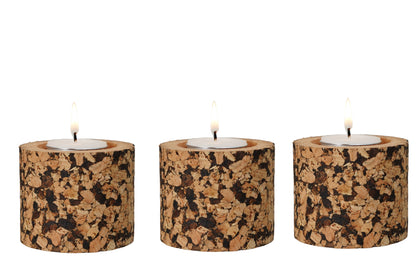 Cork Essentials cylindrical tea light holders set of 3