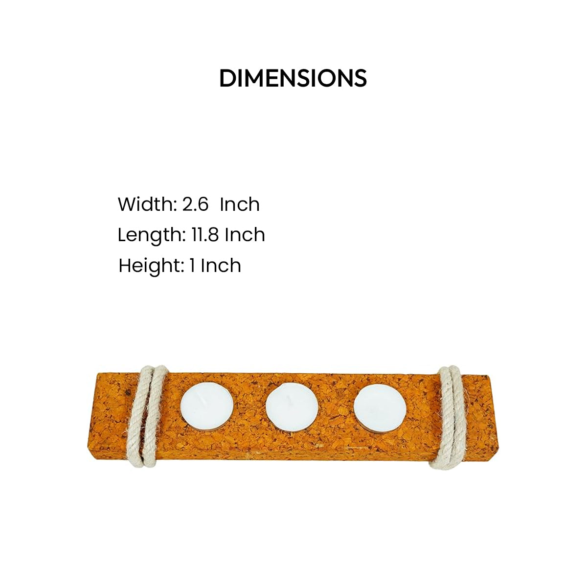 Dimensions of 3-hole cork tea light holder