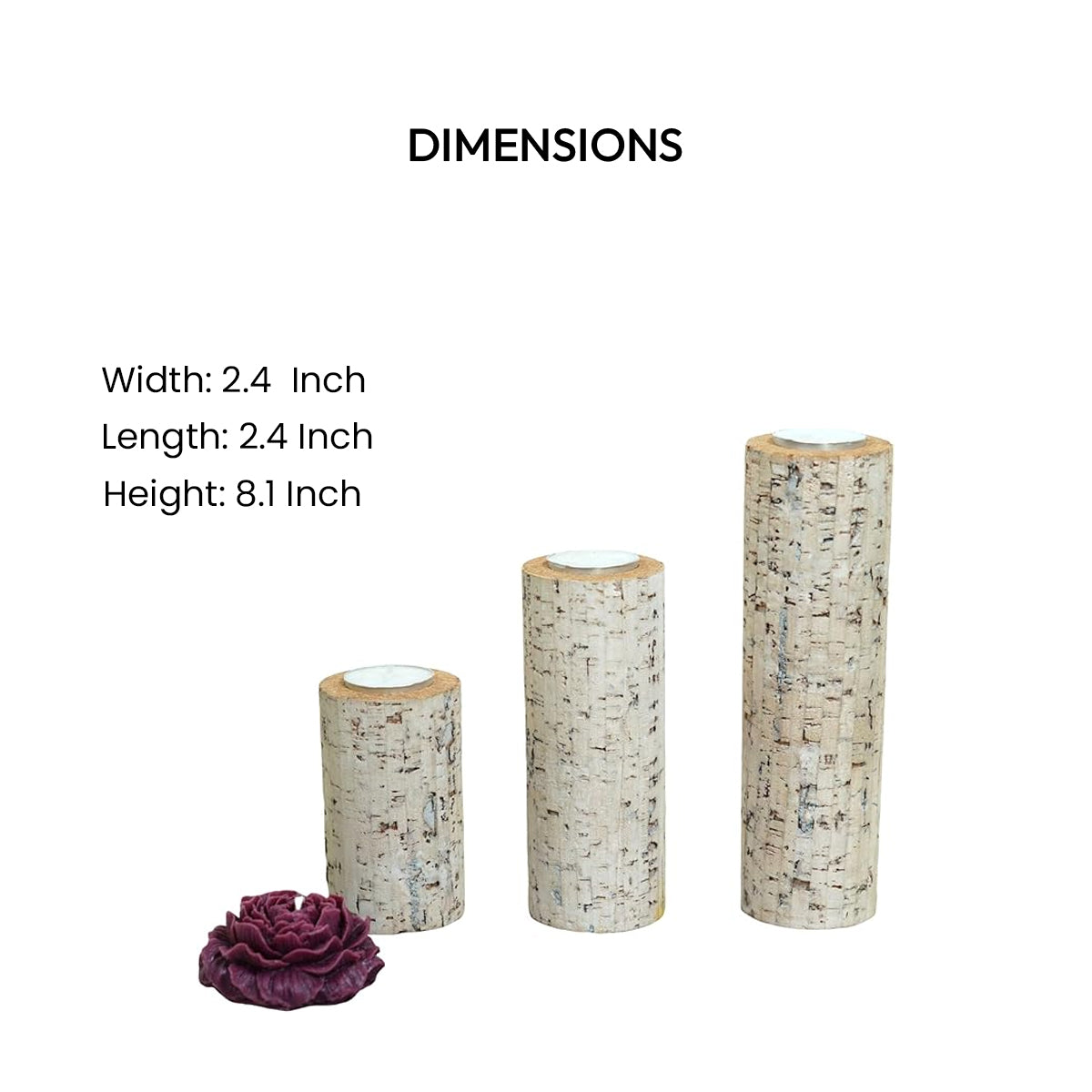 Cork Essentials white Linea candle holders dimensions