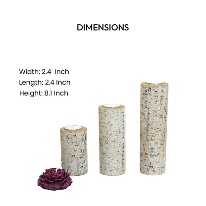 Cork Essentials white Linea candle holders dimensions