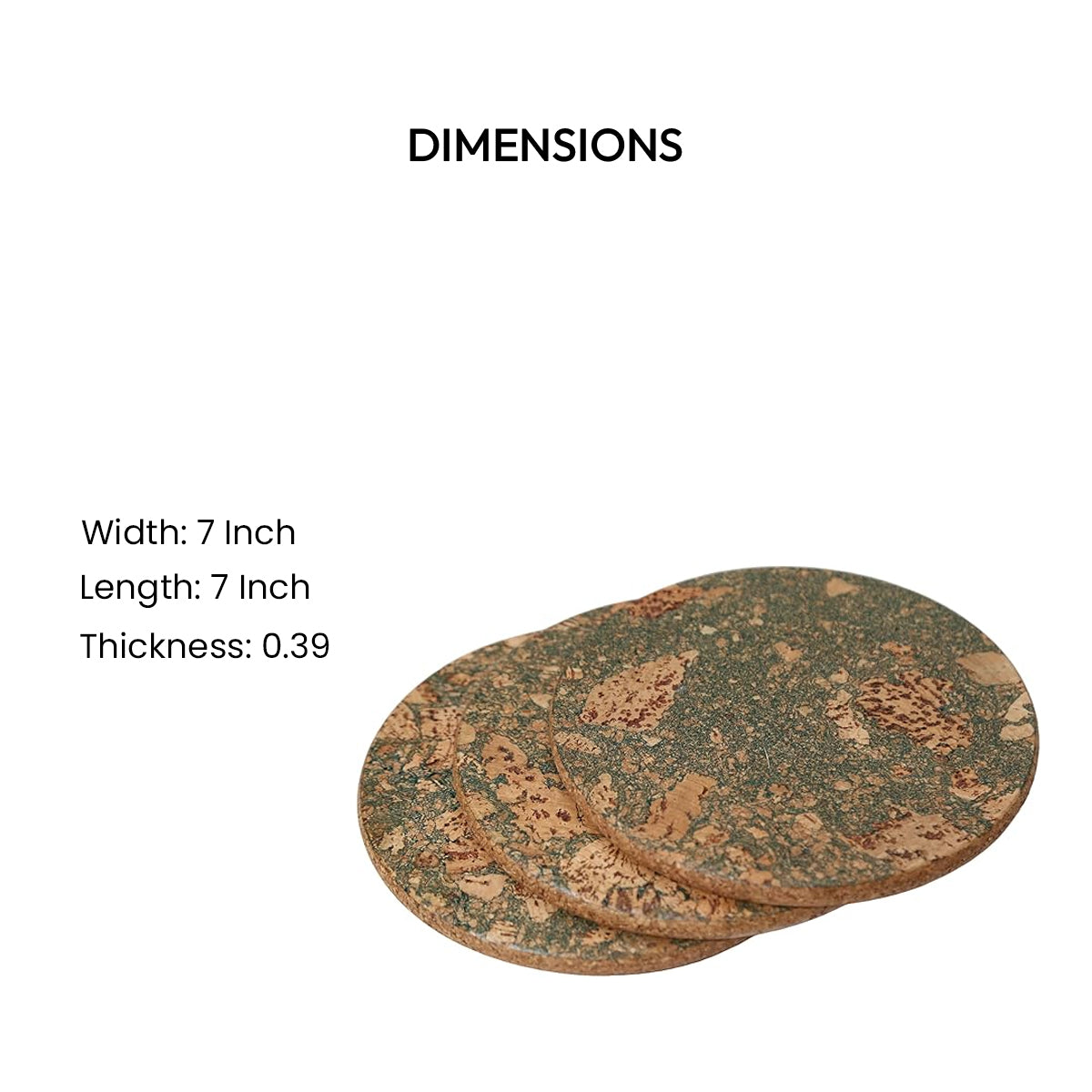 Dimensions of olive textured round trivet by Cork Essentials