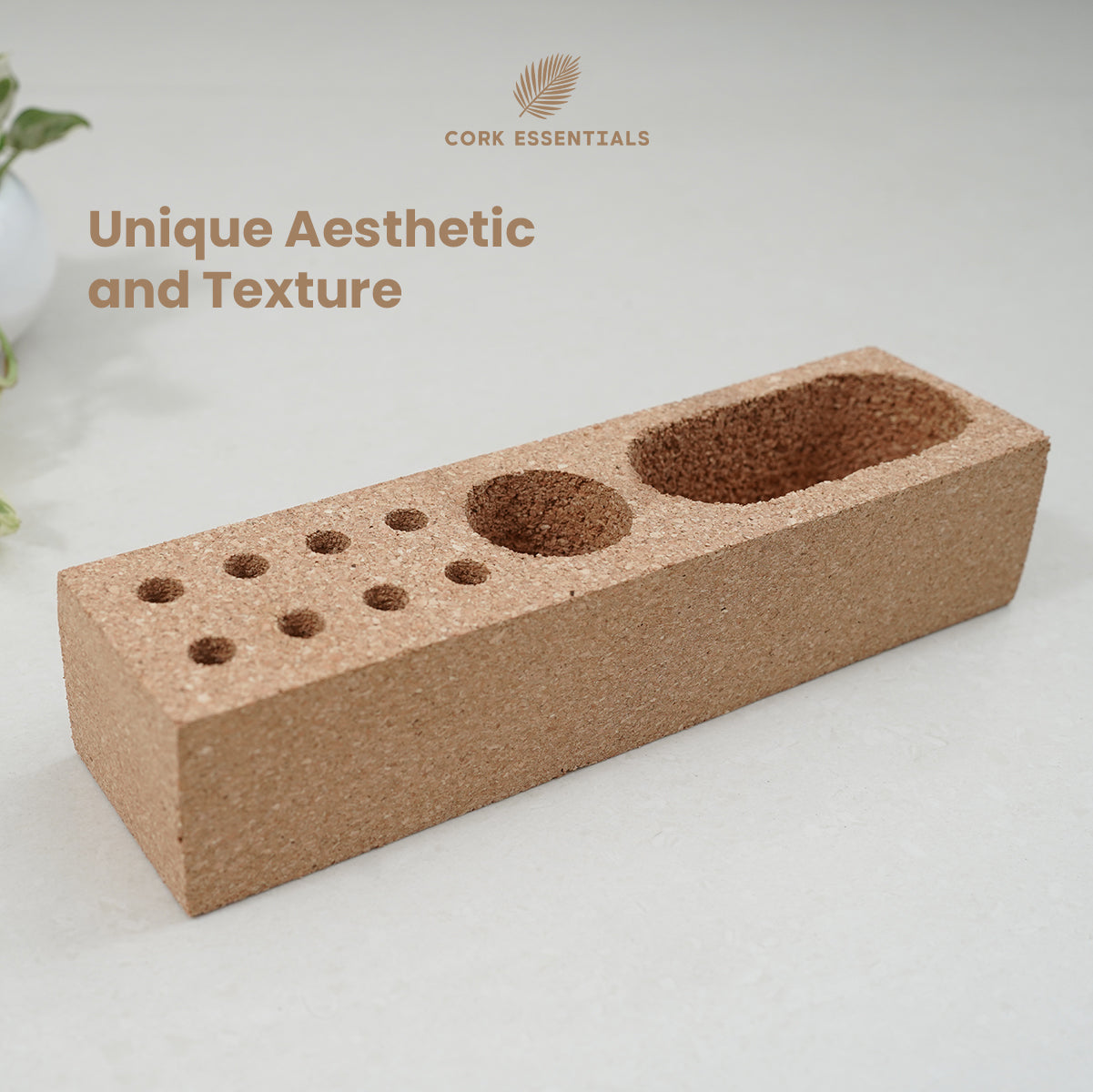 Cork Essentials textured desk organizer and holder