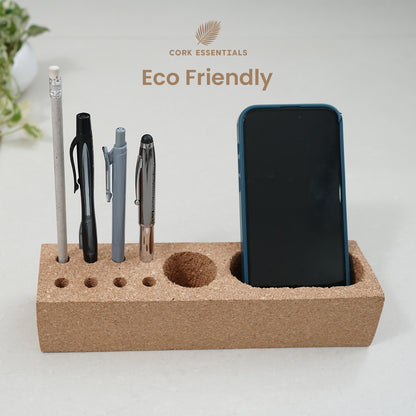 Cork Essentials eco friendly desk organizer with pen