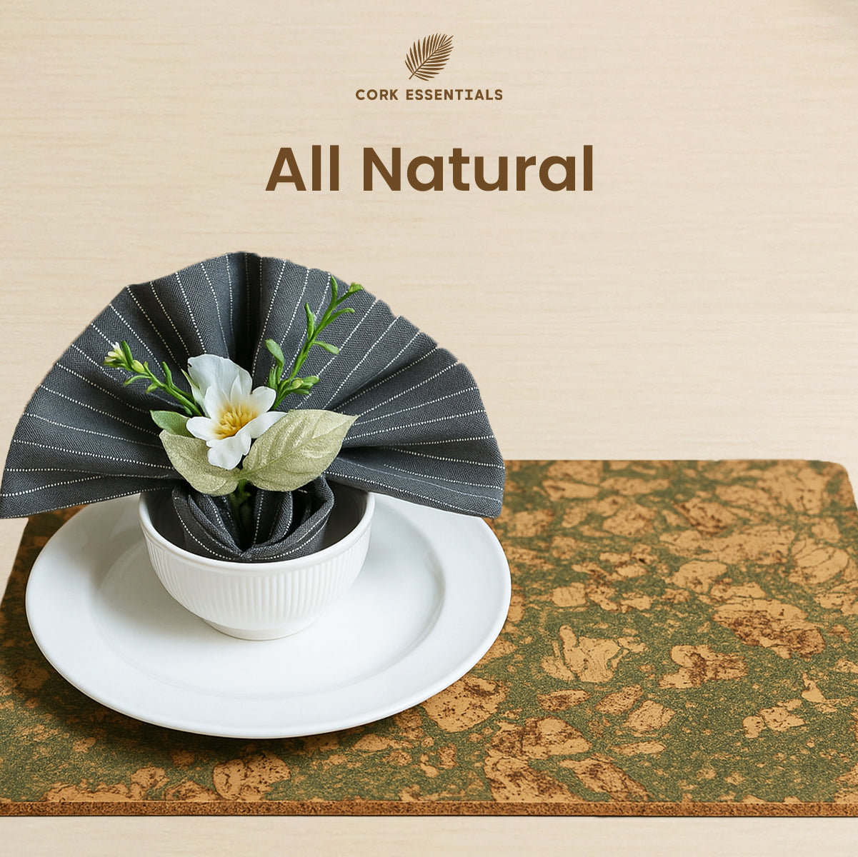 All natural olive textured cork placemat by Cork Essentials
