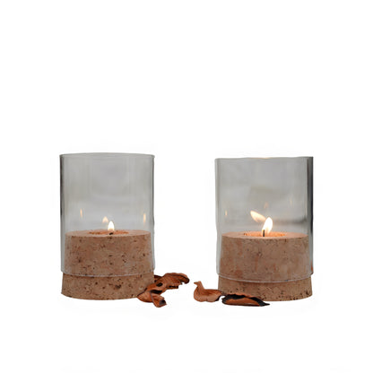 Cork Essentials glass tealight holder on white bg
